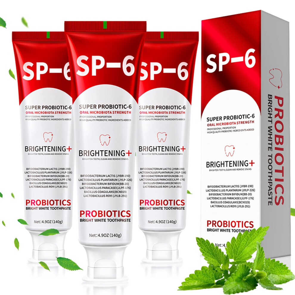 Probiotics Whitening Toothpaste Pack of 3 Fluoride EnamelSafe Double Mint for Gum Health