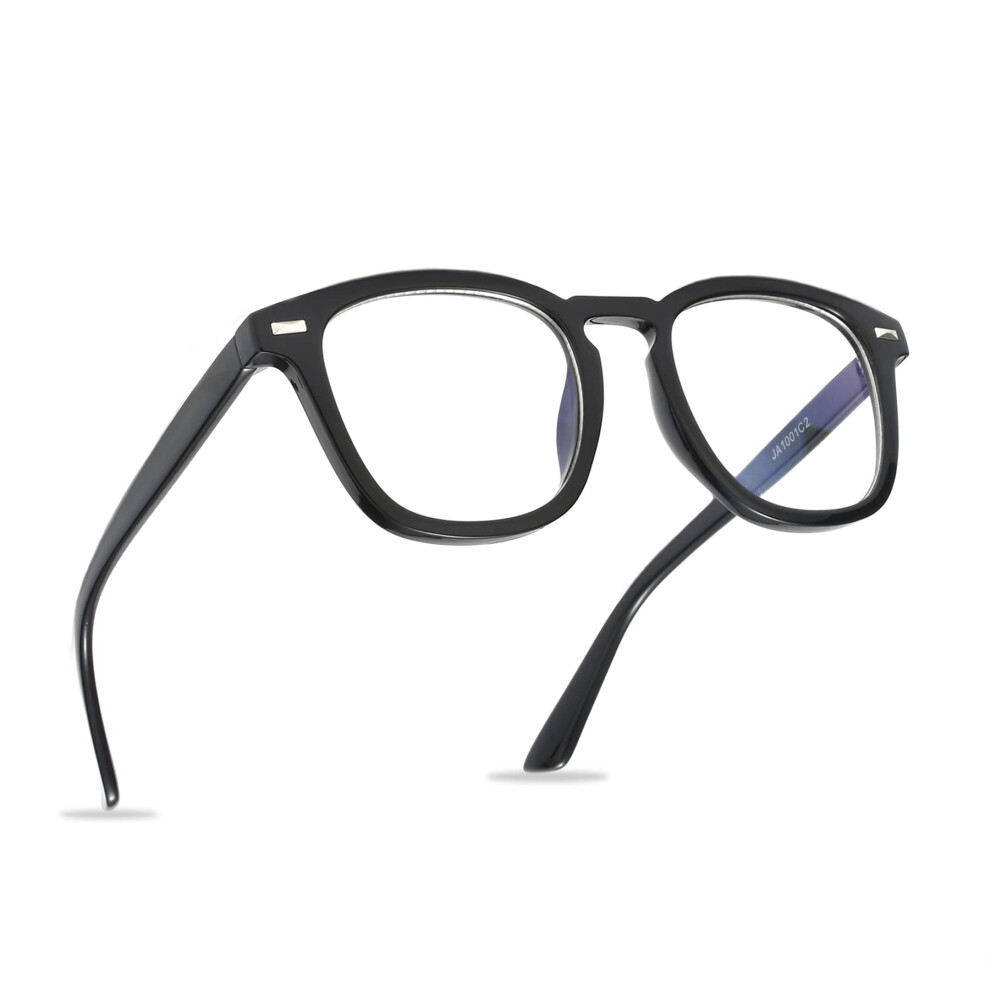Blue Light Blocking Glasses for Women and Men Square Black Frame Clear Lenses AntiGlare UV