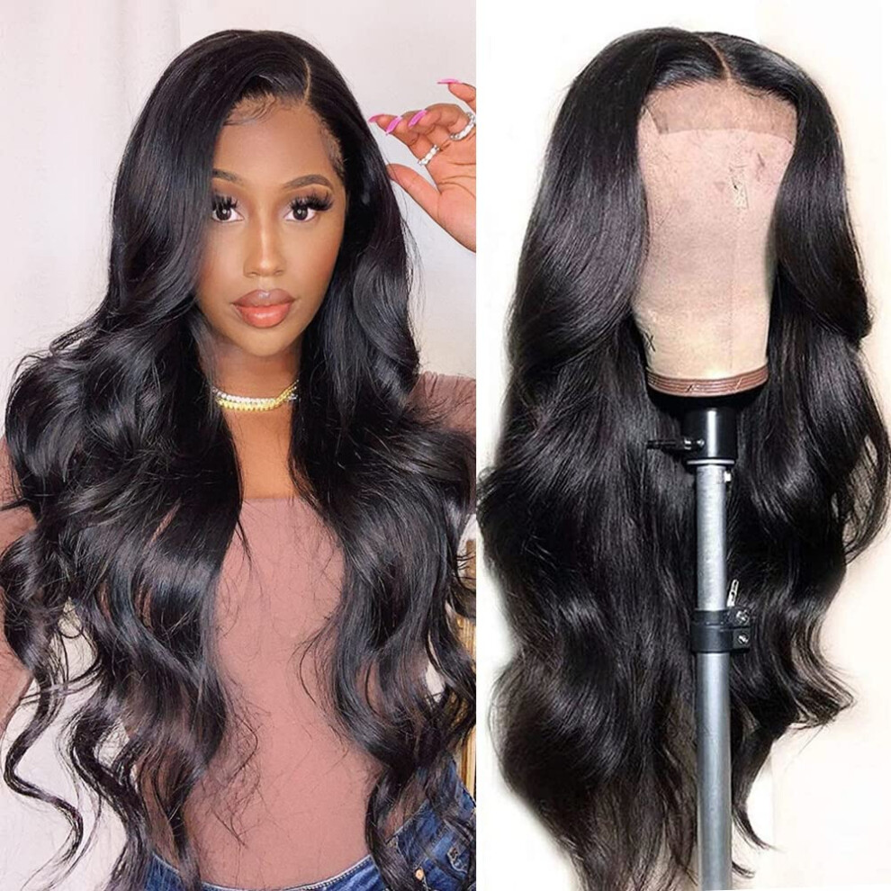 Human Hair Lace Front Wig 16 Inch Brazilian Body Wave Pre Plucked 5x5 HD Lace Glueless 180 Density