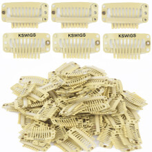 30 Pcs 32mm Wig Clips with Silicone Grip IShape 6 Teeth Snap Comb for Hair Extensions Beige