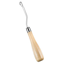 Bent Latch Hook Tool with Ergonomic Wooden Handle for Rug Making, Crafts and DIY