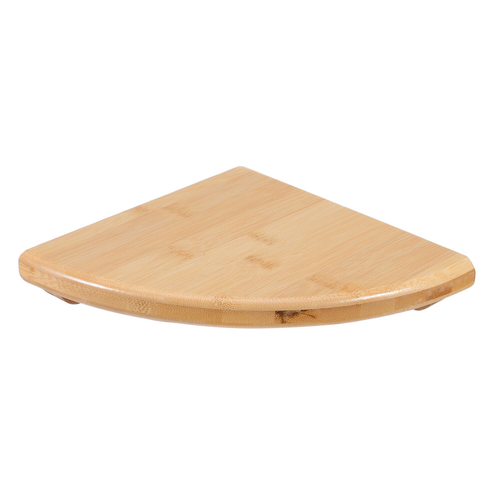 Light Yellow Bamboo Corner Shelf Fan-Shaped Floating Storage Rack 3632158745525