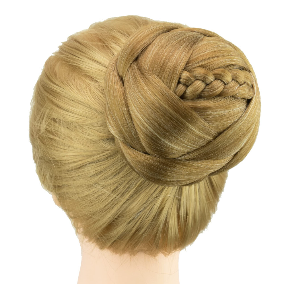 Braided Chignon Hair Bun Extension with Clips for Wedding, Heat Resistant Copper Mix