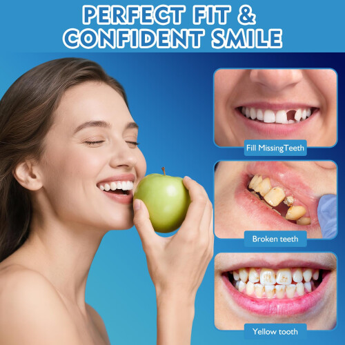 Moldable False Teeth with Temporary Veneers, Instant Smile Restoration, DIY Custom Fit Dentures 1 Pack 2
