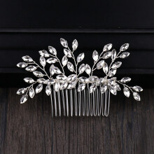 Silver Crystal Bridal Hair Comb Tiara Wedding Headpiece for Brides and Bridesmaids
