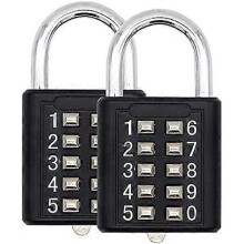 (As show, One size) 10 Digit Push Button Combination Padlock, 5 Digit Locking Mechanism,Blue (2 Black),2024 Ping
