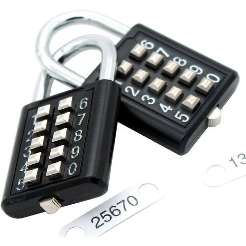 (As show, One size) 10 Digit Push Button Combination Padlock, 5 Digit Locking Mechanism,Blue (2 Black),2024 Ping 2