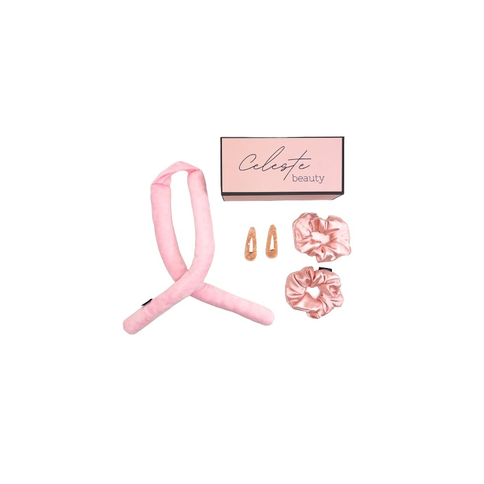 Pink Heatless Hair Curler For Overnight Curls, No Heat Hair Rollers For Long And Medium Hair,