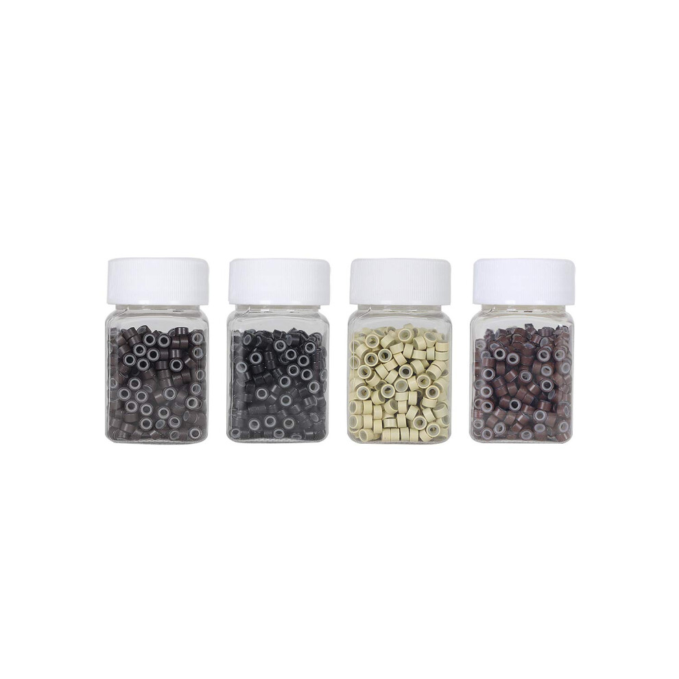 Unisex 2000Pcs 5Mm Silicone Lined Micro Link Hair Extension Beads With Secure Grip In Natural Colors