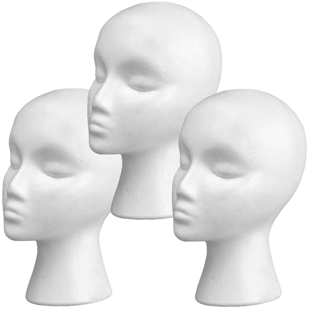 3 Pcs Female Styrofoam Wig Head 11 Inch Mannequin Stand for Secure Wig Styling and Display