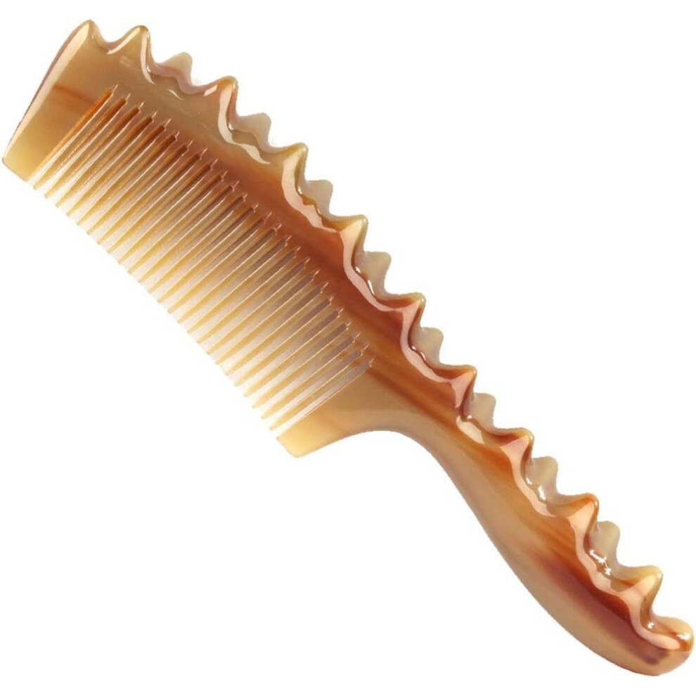 Unisex Grain Yak Horn Comb Hand Polished Coarse Tooth Natural Horn Hair Comb For Detangling And Scalp Massage