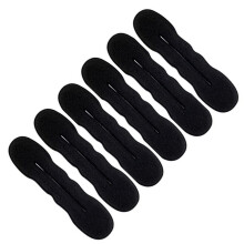 6PCS Magic Hair Bun Maker Set Black Foam Sponge Shaper for Dancers Quick Volumizing Styling Tool