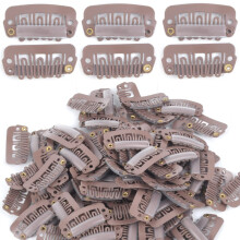 30 Pcs Light Brown Wig Clips with Silicone Lining UShape Snap Comb Hair Extension Clips