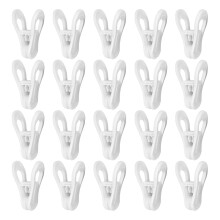120Pcs White ABS Clothes Clips Large Windproof Hangers for Laundry Use