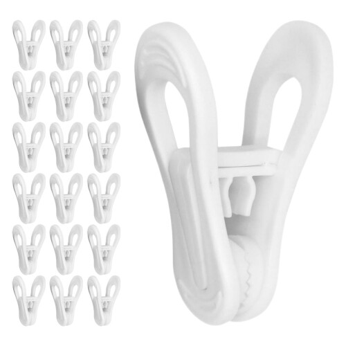120Pcs White ABS Clothes Clips Large Windproof Hangers for Laundry Use 2