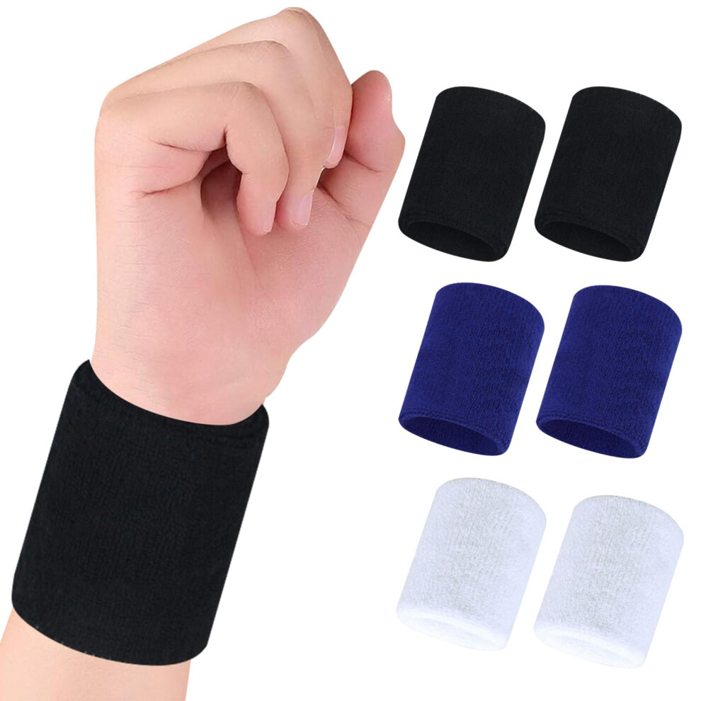 White/Black/Blue 3 Pairs Wrist Support Sleeves With Seamless Compression For Volleyball Basketball,