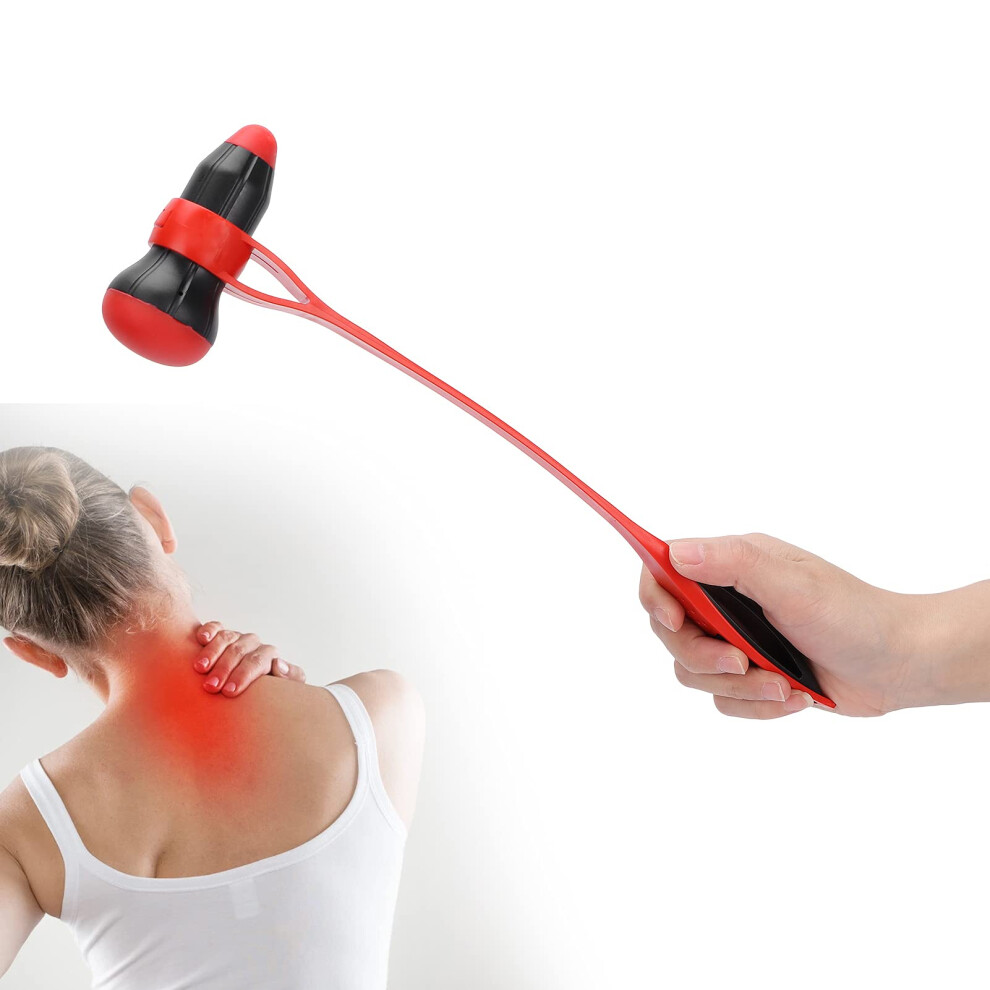 Manual Back Massager with Ergonomic Silicone Head, Long Handle Muscle Relief Hammer for Full Body