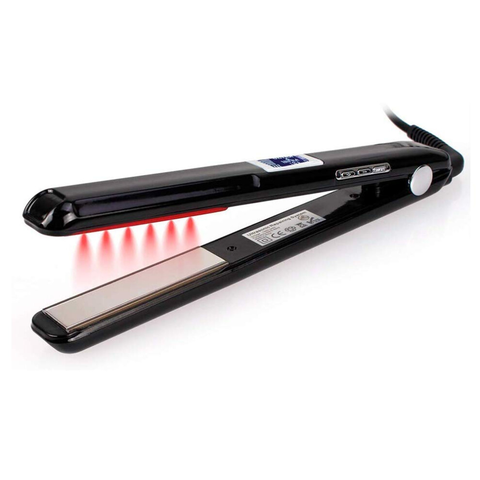 Black Infrared Hair Straightener With Cold Infrared And Ultrasonic Care For Damaged Hair