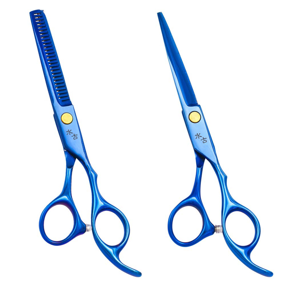 Blue 6.0 Inch Stainless Steel Hair Cutting Scissors With Precision Blades, Professional Shears