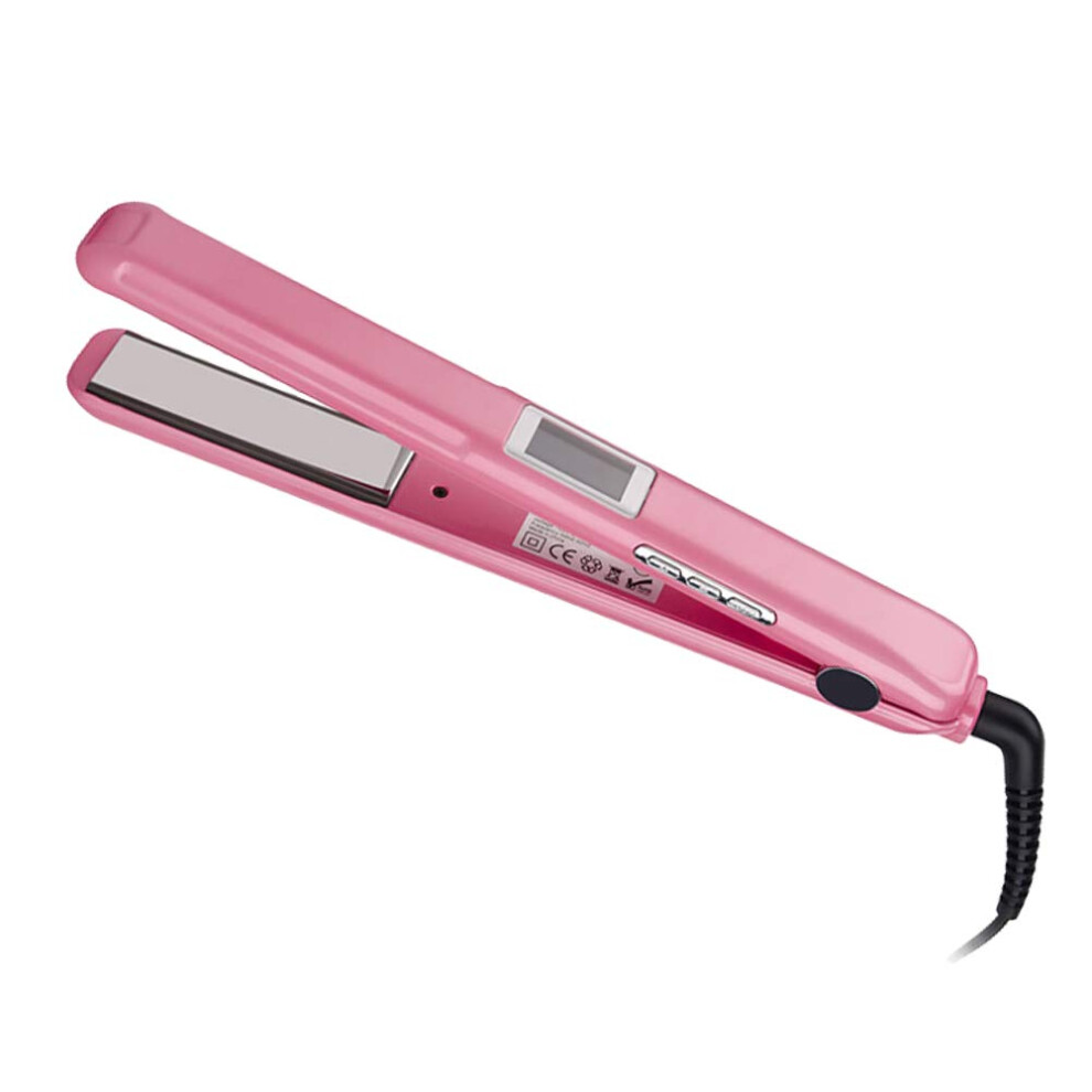 Pink Infrared Hair Straightener With Ultrasonic Deep Treatment, Titanium Ceramic Flat Iron For Damaged Hair