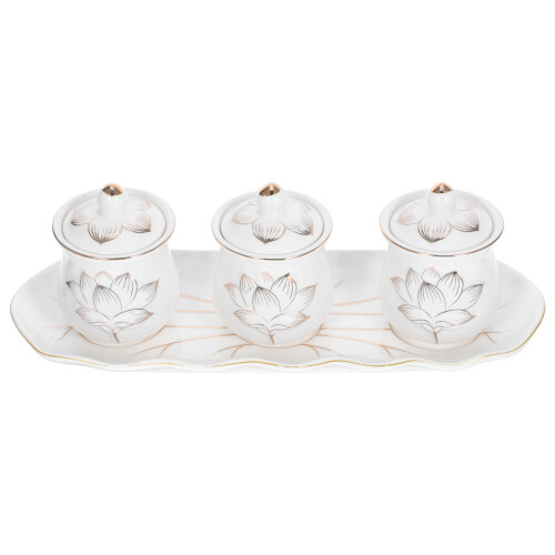 3Sets Ceramic Altar Cups Assorted Color for Temple and Home Worship 1