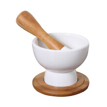 2Sets Keuken Vijzel En Stamper, Keramisch En Hout, Maler
