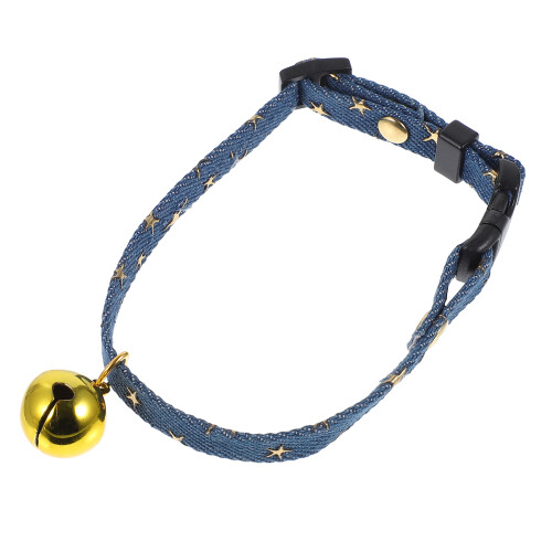 2Pcs Golden Cat Necktie with Bell Adjustable Soft Fabric Collar 1