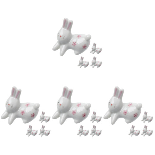 16Pcs White Ceramic Rabbit Shape Chopsticks Holder for Tableware Decor 1