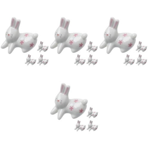 16Pcs White Ceramic Rabbit Shape Chopsticks Holder for Tableware Decor 2