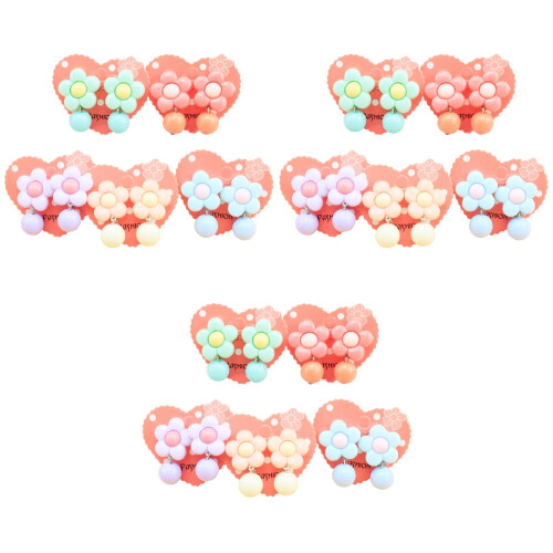 15Paires Boucles D'oreilles Clip Fleurs Multicolores Pour 1