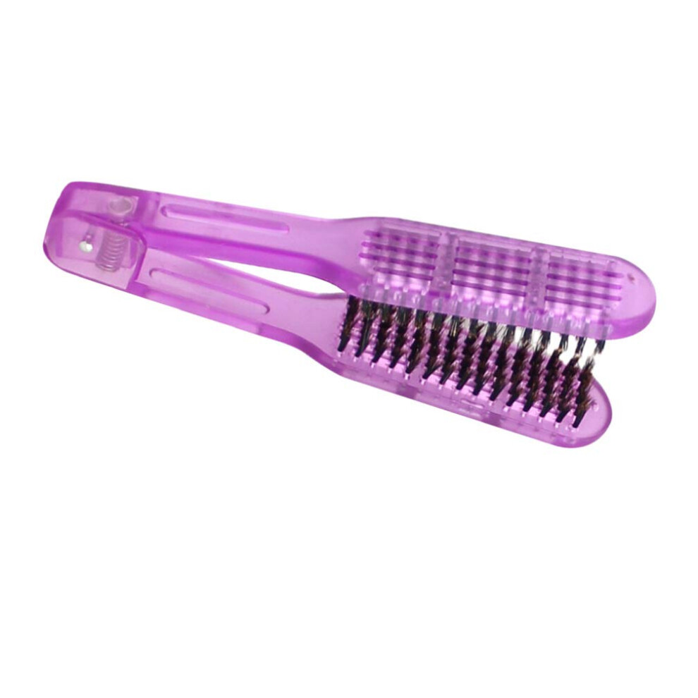 Double Sided Anti Static Hair Straightening Brush Comb for Curly Wavy Hair with Ergonomic Grip Purple