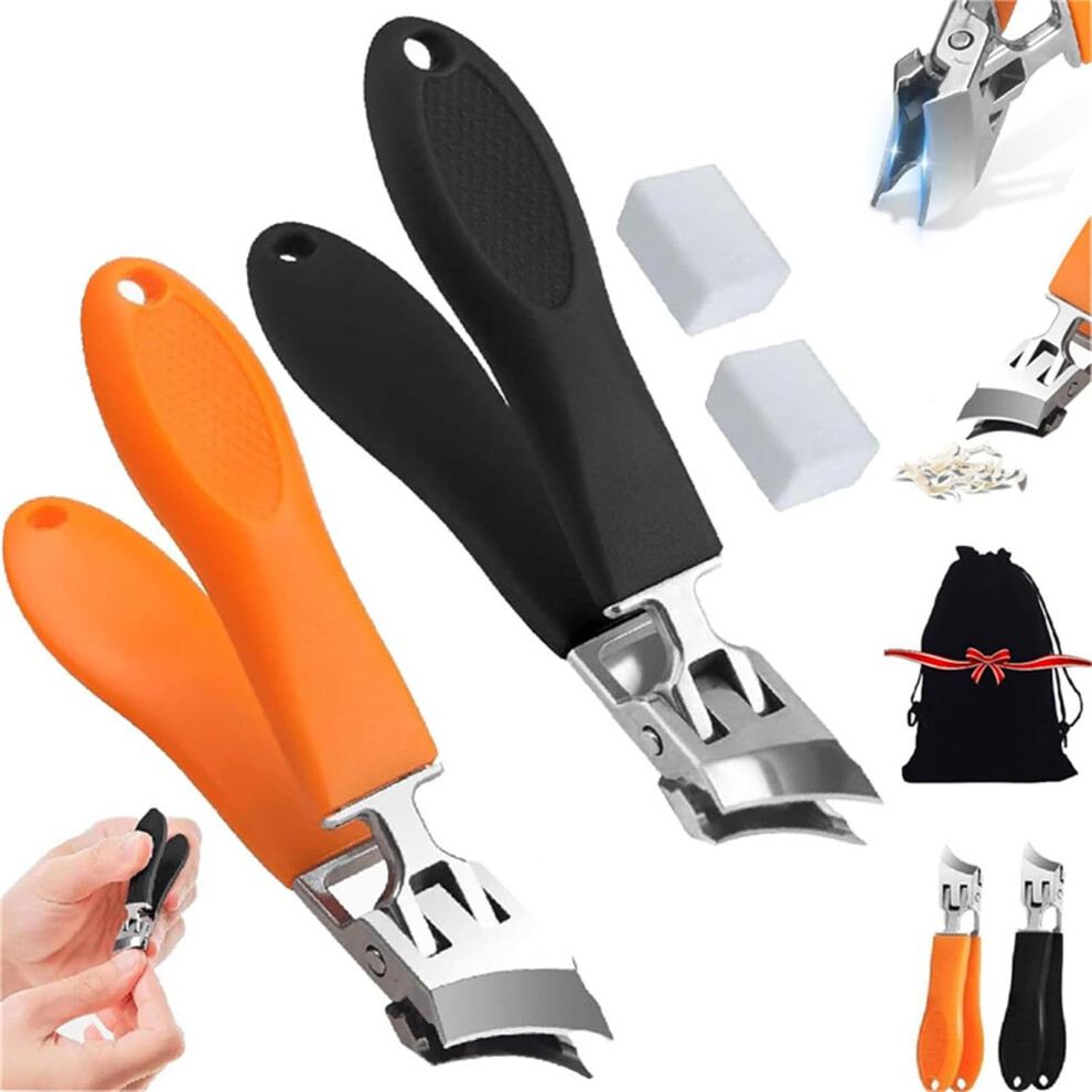 Wide Jaw Toenail Clippers for Thick Nails, AntiSplash Curved Blade Cutter for Seniors Men Women 2Set