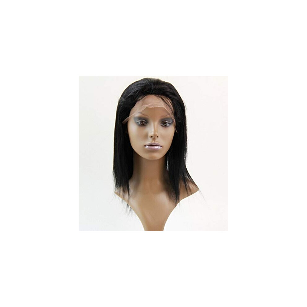 Unisex Full Lace Malaysian Virgin Human Hair Wig 22 Inch Natural Straight 1B Medium Cap Natural Hairline