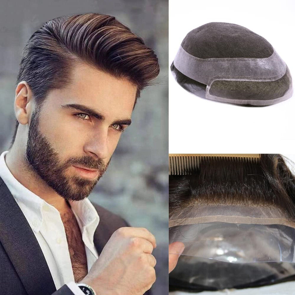 Unisex Men's Toupee Wig 7X9 Lace Front Mono Virgin Human Hair System For Natural Styling And Secure Wear