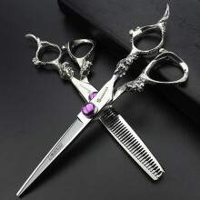 Hair Cutting Scissors Set 6 inch Professional Barber Scissors Stainless Steel Silver 2pcs