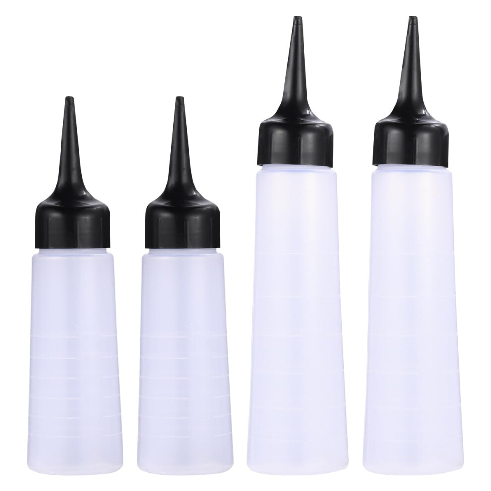 Hair Dye Applicator Bottle Clear Plastic Refillable with Pointed Nozzle for Salon and Home Use