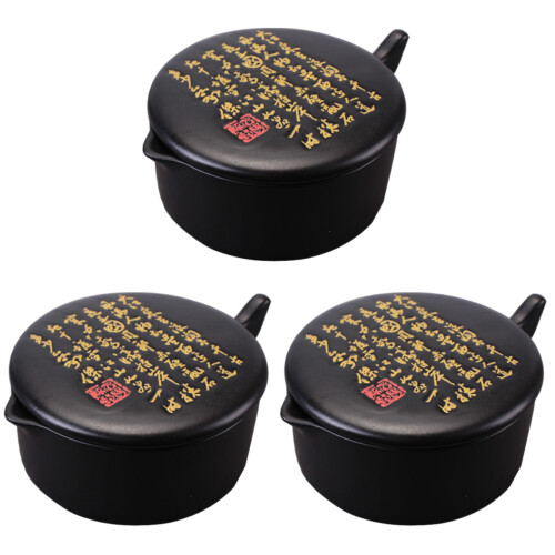 3Pcs Durable Ceramic Inkstone Calligraphy and Painting Accessories 1
