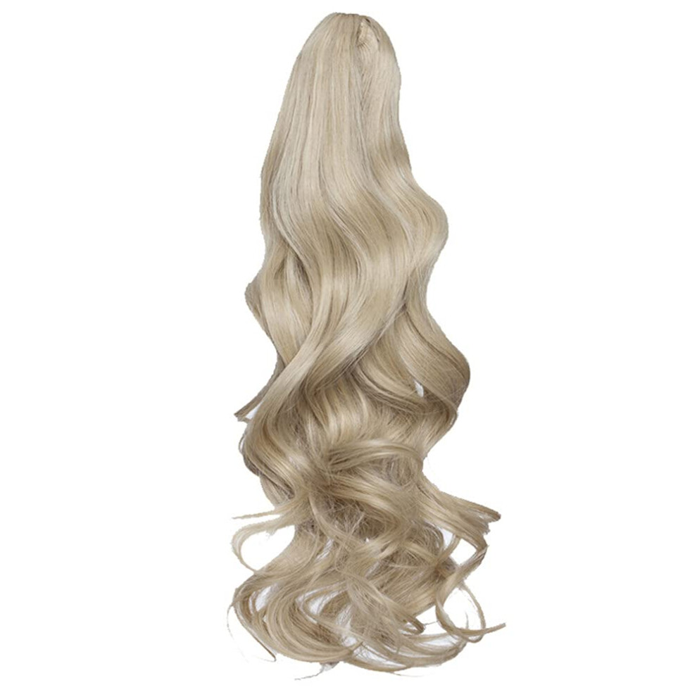 24 Inch Wavy Clip In Ponytail Hair Extension, Heat Resistant Synthetic Hairpiece for Women