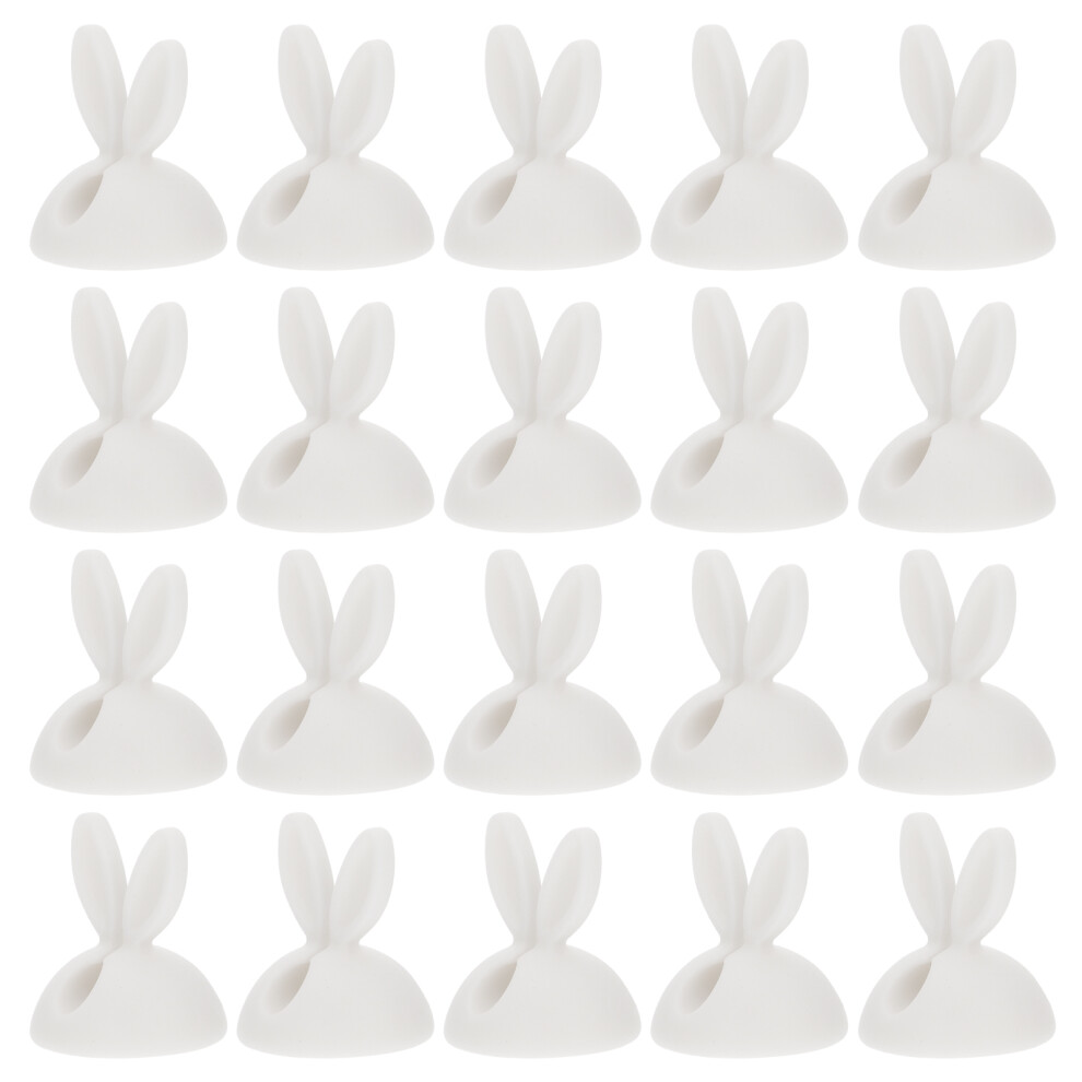 40Pcs Rabbit Style Cable Clips White Tpr Desktop Wire Cord Organizer 3632382105041