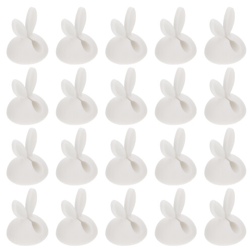 40Pcs Rabbit Style Cable Clips White Tpr Desktop Wire Cord Organizer 1
