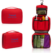 2Pcs Waterproof Toiletry Organizer Bags Red Travel Hanging Wash Bags