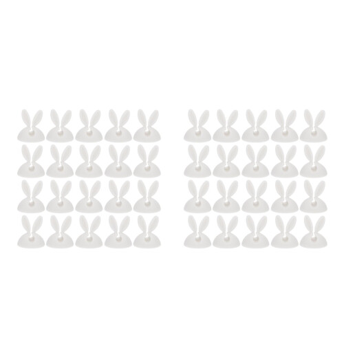 40Pcs Rabbit Style Cable Clips White Tpr Desktop Wire Cord Organizer 2