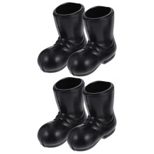 8Pairs Mini Christmas Santa Boots Black Plastic Festival Desktop Decor