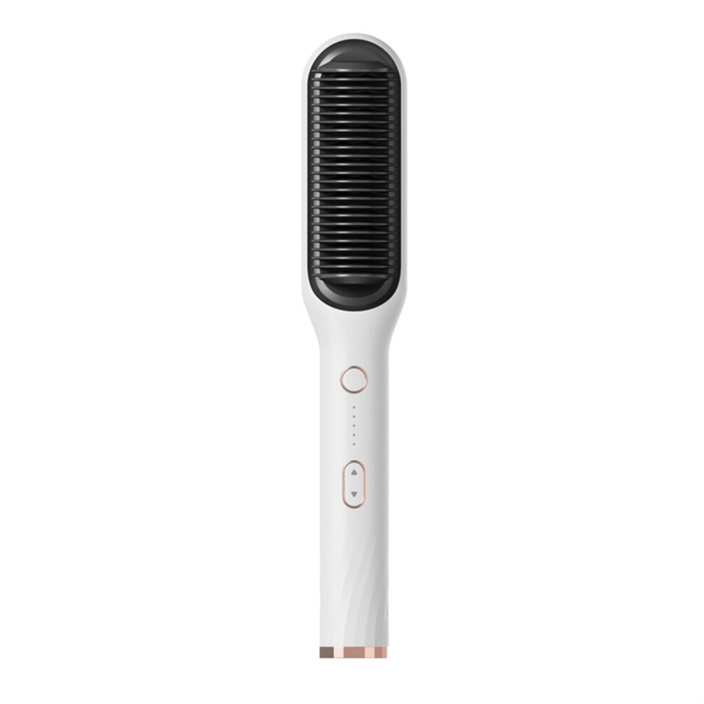 White Hair Straightening Brush 2In1 Hair Straightener And Curler With Negative Ion, Fast Heat Up,