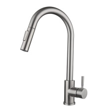 304 Stainless Steel Pull Down Kitchen Faucet, Touch On 360 Rotation, Single Handle Hot Cold Mixer, Black