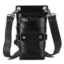 Hairdressing Scissor Holster  Leather Barber Tool Belt Adjustable Large Capacity Organizer Black