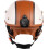 Motorcycle Half Helmet DOT Approved Retro PU Leather Open Face with Sun Visor Quick Release Strap White/Orange Medium 5