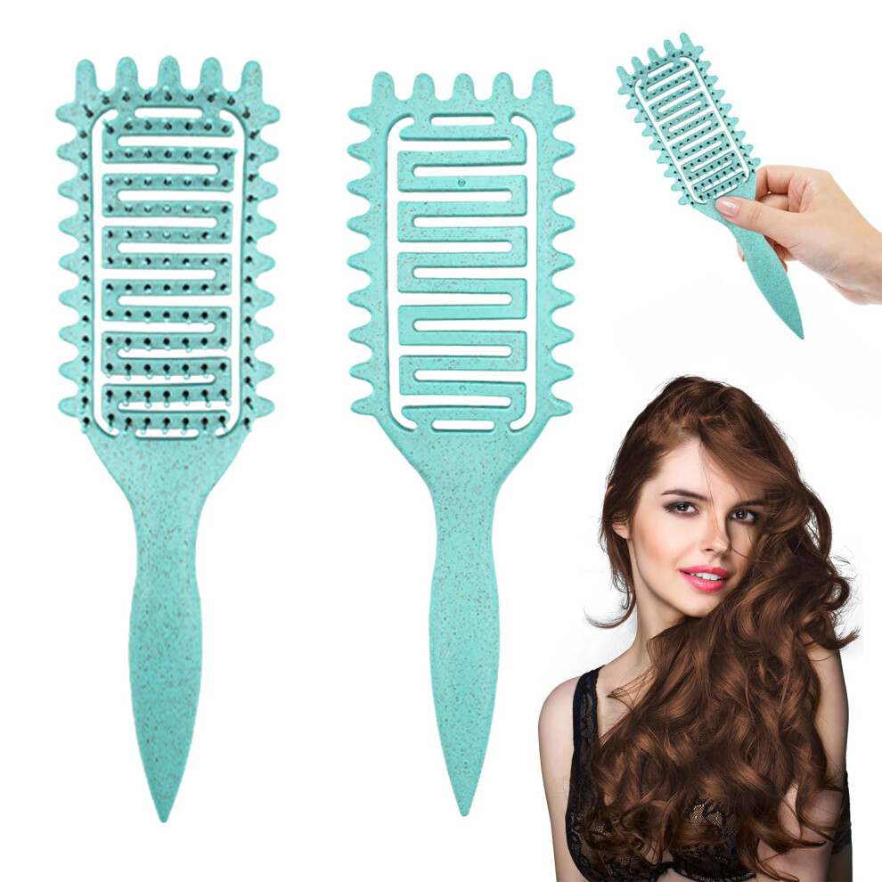 Green Curling Hair Brush For Women, Curl Defining Design With Gentle Detangling Bristles,