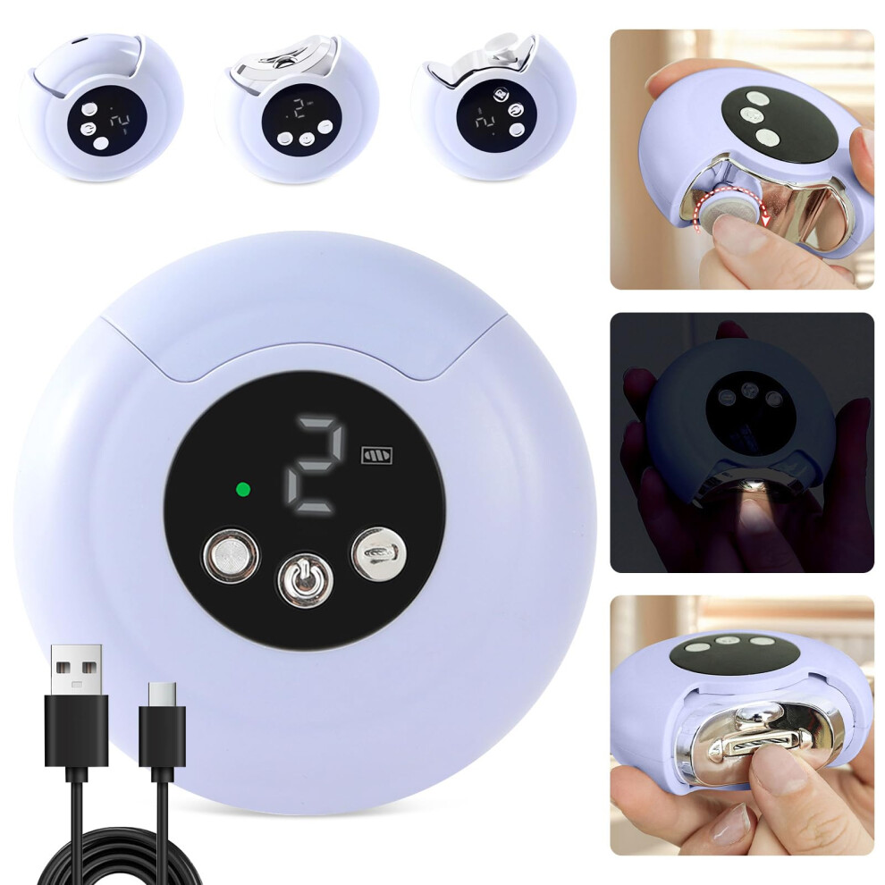 3In1 Electric Nail Clipper With Led Quiet Rechargeable Automatic Nail Trimmer For Baby Seniors Adult, 360 Rotation And Safety Hidden Blades Light