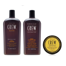 American Crew Daily Moisturizing Shampoo 1000ml, Conditioner 1000ml and Molding Clay 85ml